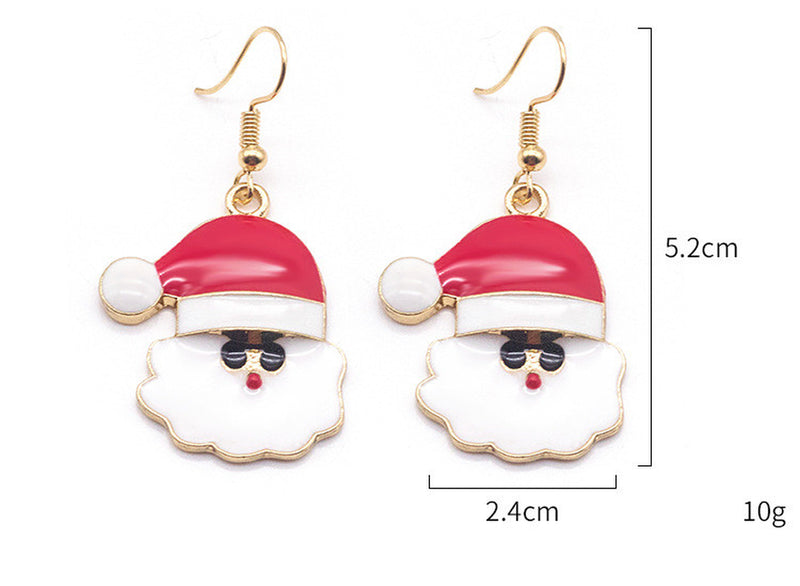 Christmas Cartoon Dripping Oil Color Earrings