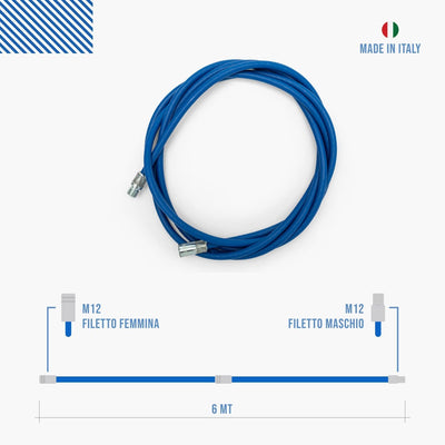 Kit per La Pulizia Della Stufa a Pellet - 2 Prolunghe Flessibili Blu Da 3 Metri (Totale 6 Metri), Curvatura Massima 90° - 2 Scovoli Standard in Nylon (1 Da 80Mm E 1 Da 100Mm)