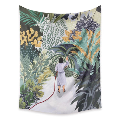 Cartoon Small Tapestry Green Plant Background Cloth Tapestry Mural