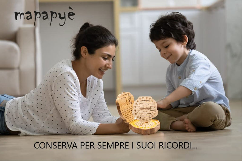 Scatola Porta Dentini Da Latte (Italiano) Bambina E Bambino - Scatolina Fatina Dei Denti - Cofanetto Di Legno Con Box Ricordi per Bambini - Scatole Regalo Battesimo- Scatoline Nascita Neonato