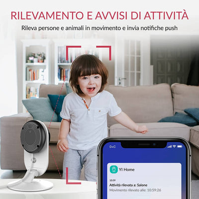 Home Camera 1080P Kit Da 2 ,IP Camera Wifi,Telecamera Interno Di Sorveglianza Con Rilevamento Di Movimento,Notifiche Push,Audio Bidirezionale,Visione Notturna,Smart Videocamera per Telefono,Laptop