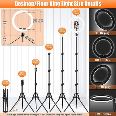 12.6” Ring Light Professionale Grande: Luce per Selfie Fotografia Trucco Tik Tok Youtube, Lampada Con 40 Modalità & 13 Luminosità, 59" Treppiede Luce Ad Anello LED Con Telecomando, Altezza 1M88/74"