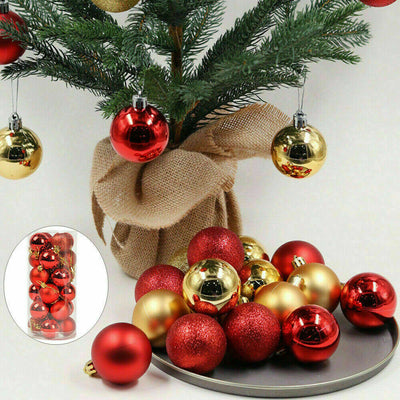 24Pcs Christmas Glitter Ball Ornaments Xmas Tree Ball Hanging Party Decor US Random Color