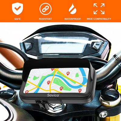 Porta Cellulare Moto Valido per Manubri Di Ogni Tipo Di Spessore E Forma Custodia Impermeabile Con Visiera Valida per Smartphone Fino a 7.5" Schermo Porta Telefono Moto
