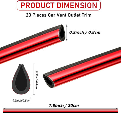 20 Pezzi PVC Accessori Auto Tuning 20 Cm Accessori Auto Interni Fai Da Te per Tutte Le Prese D'Aria Diritte (Rosso)