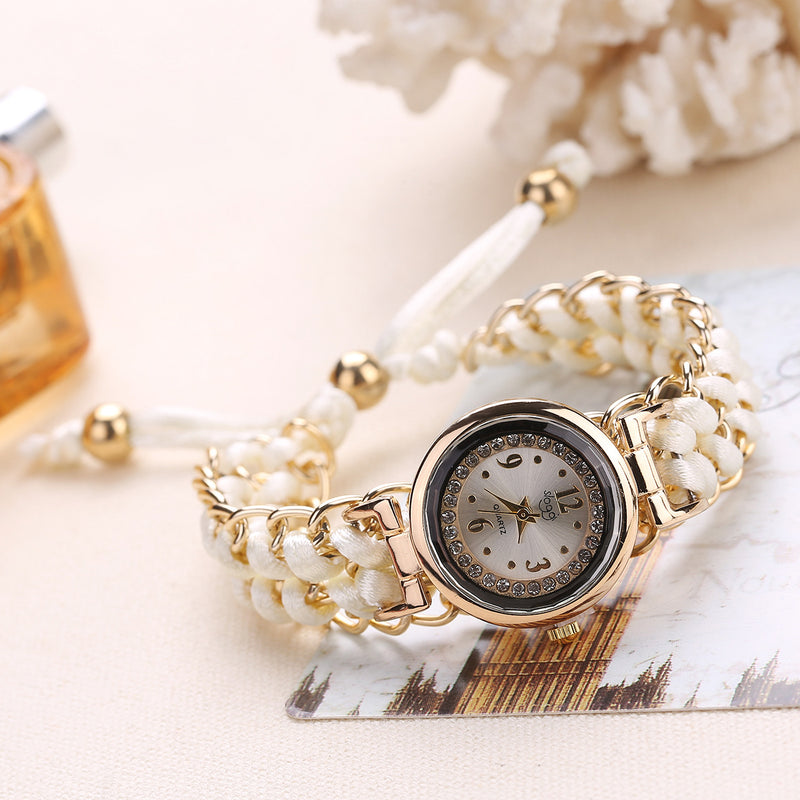 Fashion Leisure High Quality Woman Watch Women Knitting Rope Chain Winding Analog Quartz Movement Wrist Watch