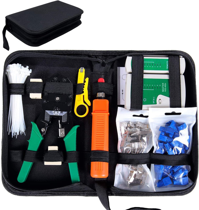 Strumenti Kit Di Rete Professionali, Pinza Crimpatrice Rj45, Manutenzione Del Computer Kit LAN Tester Del Cavo 9 in 1 Strumenti Di Riparazione