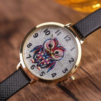 Owl Student Cartoon Watch Female Model Thin Belt Watch