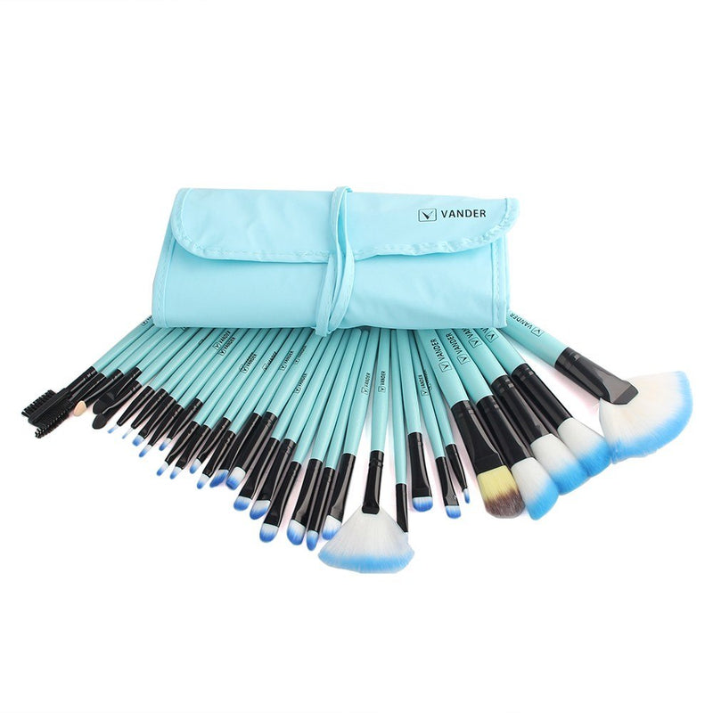 Professional 32Pcs Makeup Brush Foundation Eye Shadows Powder Blue Make up Brushes Tools Cosmetic Bag Pincel Maquiagem Brushes