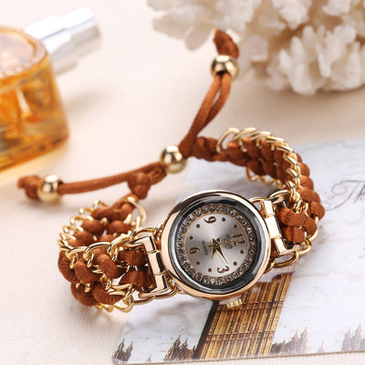 Fashion Leisure High Quality Woman Watch Women Knitting Rope Chain Winding Analog Quartz Movement Wrist Watch