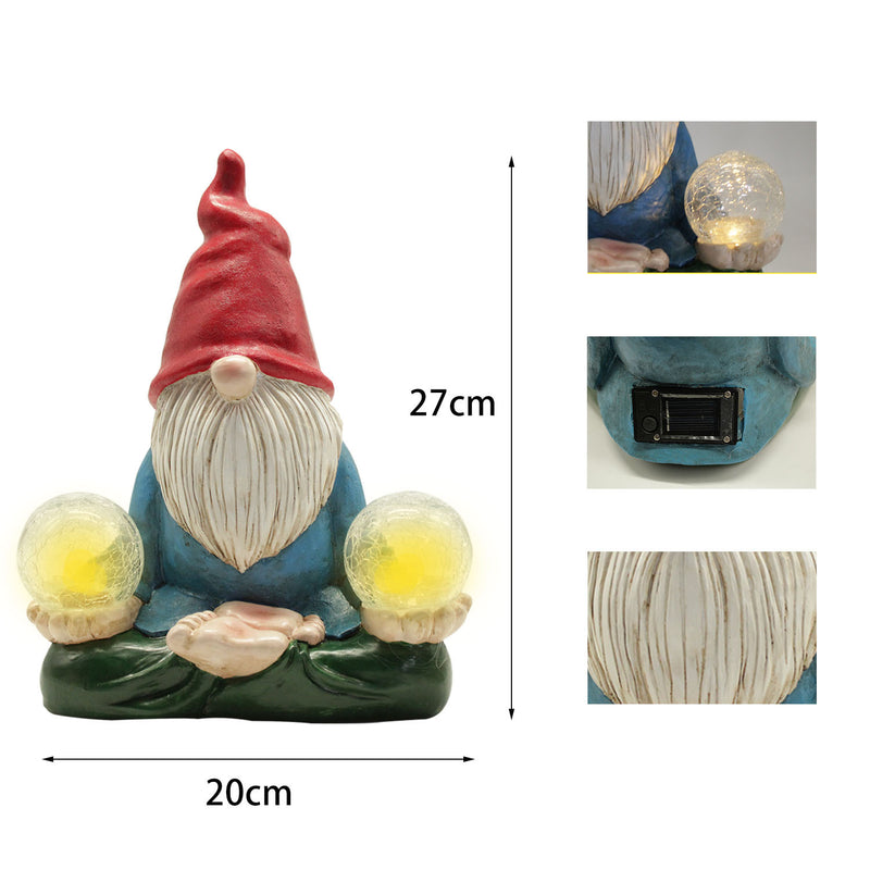 Solar LED Resin Ornaments Dwarf Doll Outdoor Statue Courtyard Gardening Decoration Artistic Figurine Micro Landscape Accessories