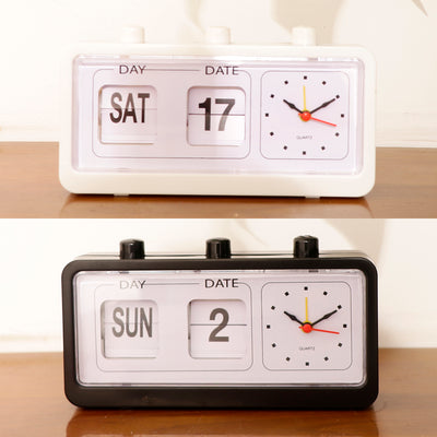 Retro Watch Automatic Flip Clock Non-Ticking Calendar Clock with Date Display