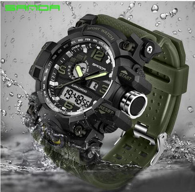 SANDA Military Watch Waterproof Sports Watches Men'S LED Digital Watch Top Brand Luxury Clock Camping Diving Relogio Masculino