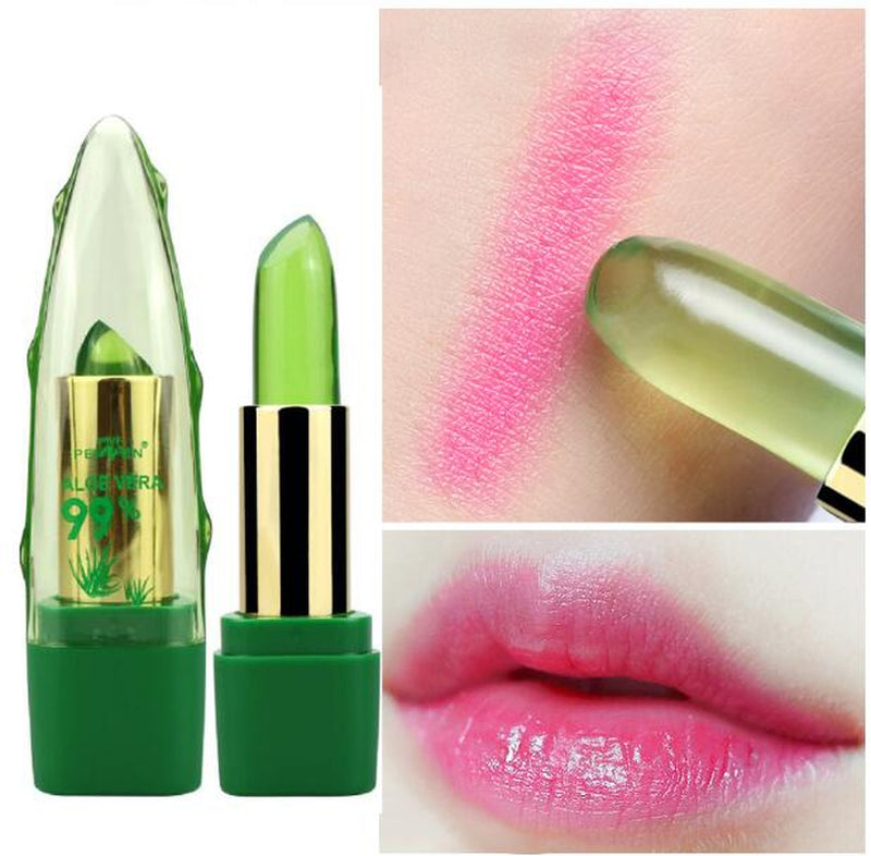 Aloe Vera Gel Color Changing Lipstick Gloss Moisturizer Anti-Drying Desalination Fine-Grain Lip Blam Care