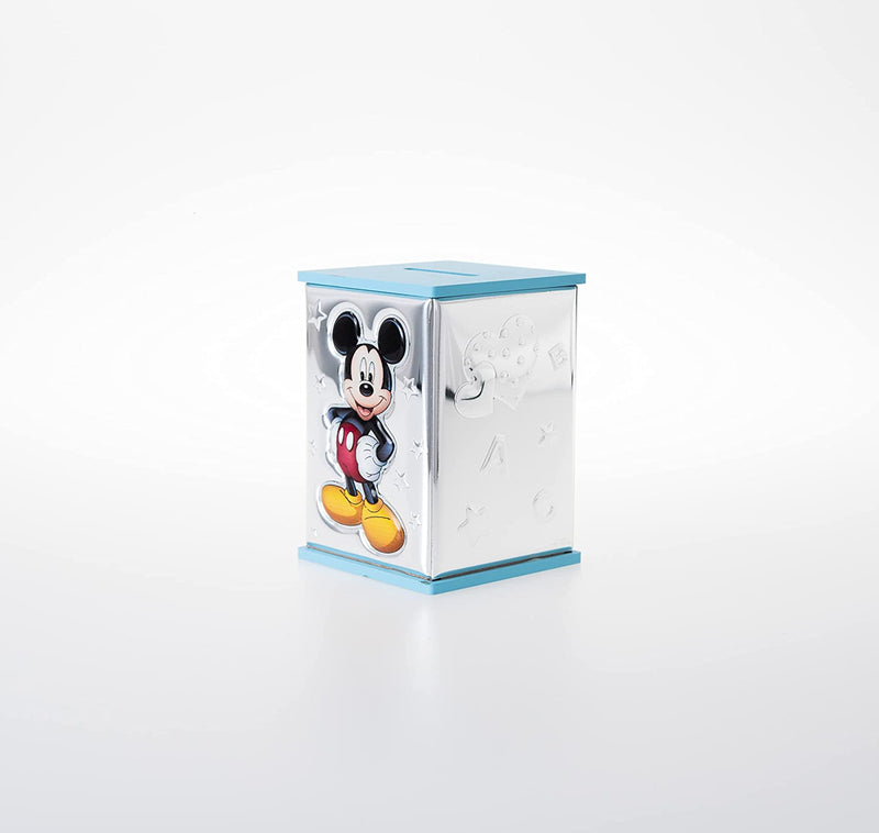 Disney Baby - Salvadanaio Topolino Mickey Mouse Con Lamina Colorata in Argento per Bambini