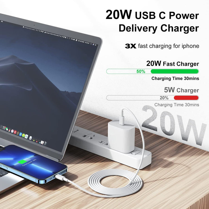 Caricatore Iphone Rapido 20W USB C per Iphone 14/14 Plus/14 Pro/14 Pro Max/13/12/11/Xs/Xs Max/Xs/Xr/X/8/Ipad, Caricabatterie Iphone USB C PD 3.0 Spina Alimentatore Adattatore Ricarica