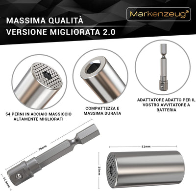 ® L’ORIGINALE Chiave Universale Premium I Design Migliorato 2021 I Chiave a Tubo Universale I Chiave Multifunzione I Riparazione Attrezzi 7-19 Mm Con Adattatore