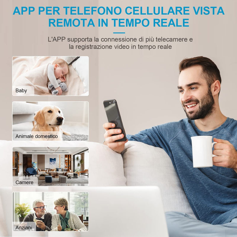 Telecamera Nascosta 2023 4K HD Mini Telecamera Spia Wifi Interno Videocamera Sorveglianza Telecamere Senza Fili Microcamere Spia Batteria Lunga Durata Spy Cam per Bambini/Casa/Auto