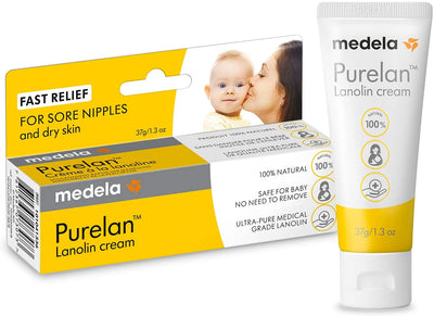 Purelan 37G Crema per Capezzoli Alla Lanolina Sollievo Rapido per Capezzoli Doloranti E Pelle Secca, 100% Naturale, Ipoallergenico, Dermatologicamente Testato E Senza Profumo