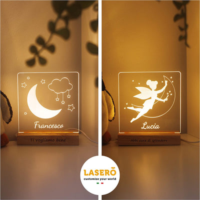 LASERÒ Lampada Personalizzata Con Nome | Luce Notturna Bambini | Lampada Led Personalizzata 3D | Accessori Cameretta Bambina Bambino Neonato | Idee Regalo Battesimo Bimbo | Regali Nascita Bimba Natale