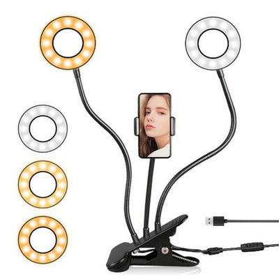 Two-head USB Port Small Clip Type Anchor Selfie Beauty Lamp