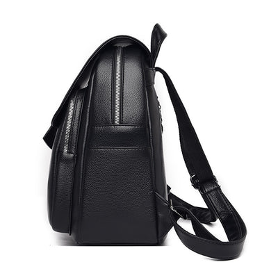 Fashion Soft Leather Backpack Belt Decoration Casual Bag