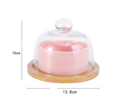 Creative Tableware Ceramic Bird'S Nest Dessert with Glass Lid