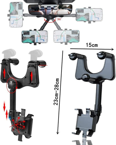 Supporto per Telefono per Auto,Supporto Porta Reggi Pinza Da Specchietto Retrovisore Da Auto Macchina per Cellulare Smartphone, Adatto per Smartphone Da 3 a 7 Pollici