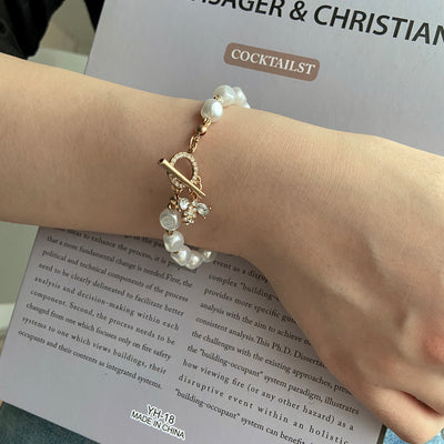 Classic Fashion Natural Stone Pearl Pendant Bracelet for Woman Exquisite New Lucky Cuff Bracelet Anniversary Gift Luxury Jewelry