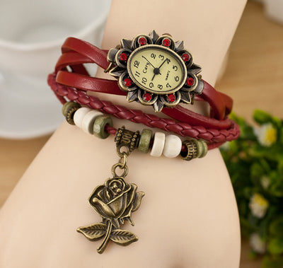 Fashionable Casual Ladies Watch Leather Wrapped Bracelet Epidermis Women Table Butterfly Pendants Wholesale Children Table