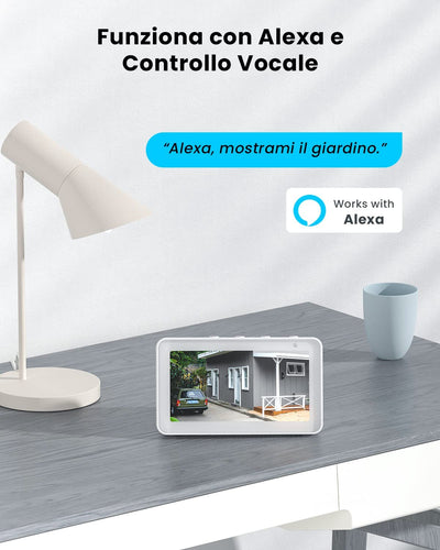 2K Telecamera Wi-Fi Interno/Esterno Batteria Senza Fili, Videocamera Con Faro E Allarme,Visione Notturna a Colori, Rilevamento Del Movimento Persona, Sirena,Ip65,Audio a 2 Vie,Sd/Cloud