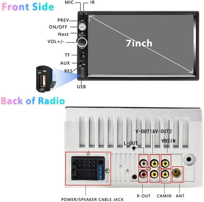 2 Din Autoradio Con Vivavoce Bluetooth 7 Pollici Stereo Auto Bluetooth Con Schermo Con Collegamento a Specchio/Fm/Aux/Con Controllo Al Volante + 12 Luci Telecamera Di Backup