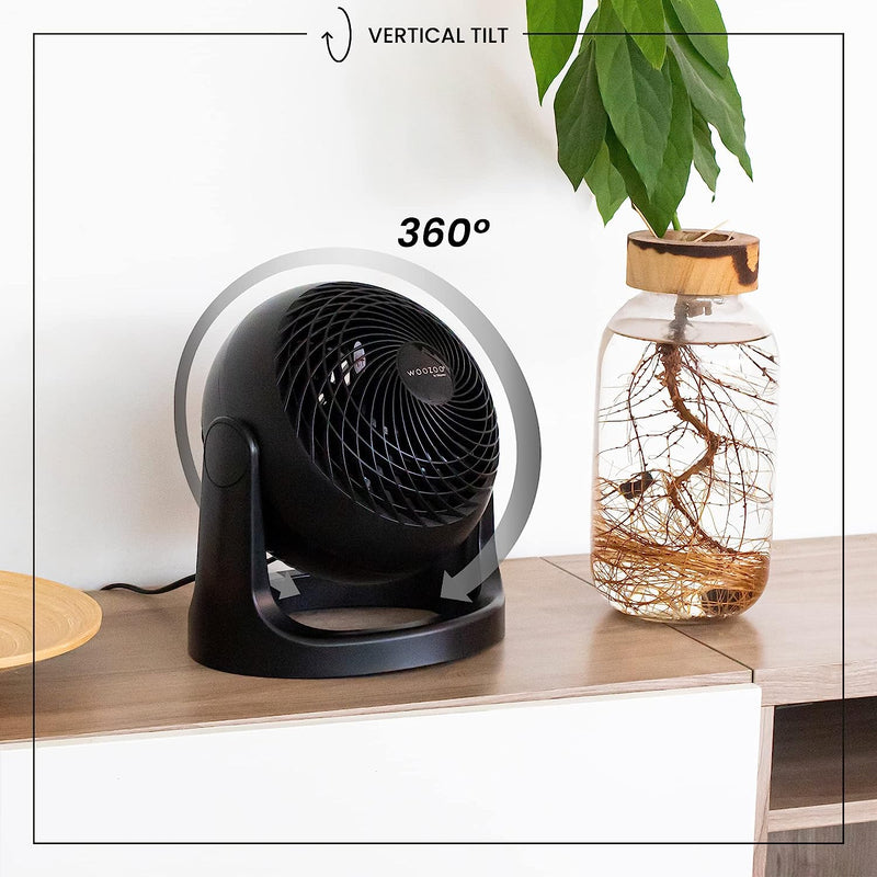 Woozoo, Ventilatore Da Tavolo Silenzioso, Potente E Portatile, 23M², Portata 15 M, Inclinazione Verticale a 360°, Camera Da Letto - Woozoo PCF-HE18 - Nero