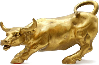 Statua Di Toro in Ottone - Fortuna Feng Shui, Simbolo Fortunato Del Mercato Azionario, Scultura Decorazione per La Casa Rappresenta Carriera E Ricchezza (M - 7,4 Pollici)