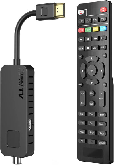 Decoder DVB-T2 Decoder Digitale Terrestre 2023 - HDMI TV Stick, Dolby Audio HD 1080P H265 HEVC Main 10 Bit, Supporto USB Wifi/Multimedia/Pvr [Includere 2In1 Telecomando Universale]