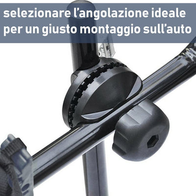 PBAAL_B Portabici Universale Posteriore Auto | Fino a 3 Bici Peso Max Fino a 40 Kg | Con 6 Ganci in Acciaio Zincato | Prodotto Omologato E Certificato