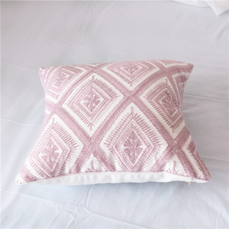 Geometric Cotton Embroidered Pillowcase