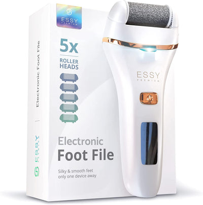 Pedicure Elettrico Professionale Piedi, Talloni Screpolati Lima Togli Calli Pelle Secca Dura Esfoliante Kit per Duroni Con 5 Rulli Ricambio Electric Foot File