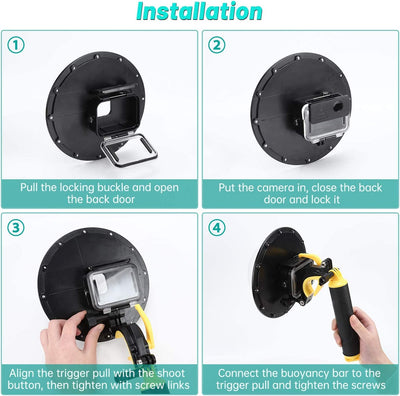 Subacquea Custodia per Gopro Dome Port: per Gopro Hero 11 10 9 Black Impermeabile Protettiva Cupola Diving Fotografia per Go Pro Action Cam Fotocamera
