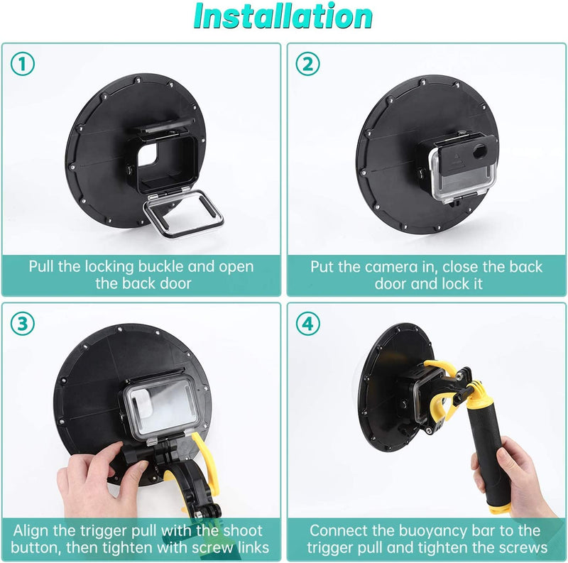 Subacquea Custodia per Gopro Dome Port: per Gopro Hero 11 10 9 Black Impermeabile Protettiva Cupola Diving Fotografia per Go Pro Action Cam Fotocamera