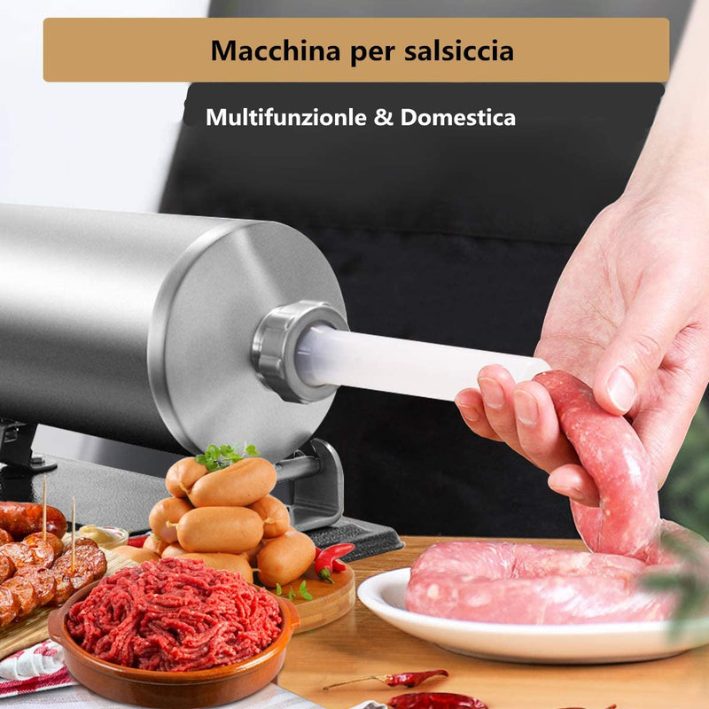 4,8L Insaccatrice per Salsiccia, Macchina per La Produzione Di Salsicce, Insaccatrice Manuale per Uso Domestico, Salsicce Siringa Con 4 Tubi Di Riempimento