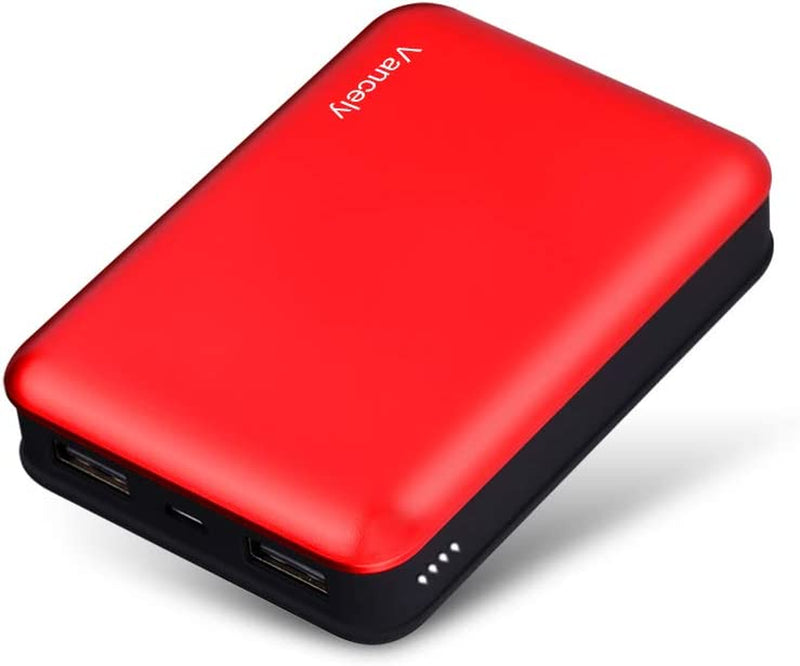 Vancaly Mini Powerbank Da 10000 Mah, Power Bank Ultra Piccolo, Leggero, Portatile, Ad Alta Capacità, Batteria Esterna Con 2 Uscite (2,4 A+2,4 A). Caricatore per Cellulare.