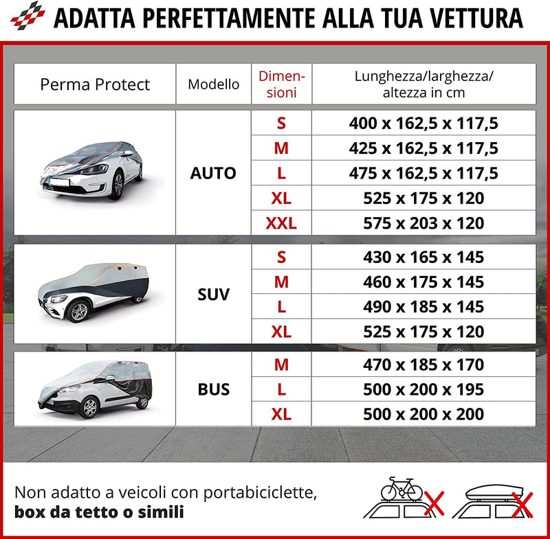 Telo Copriauto Antigrandine, Perma Protect, Vincitore Prezzo-Prestazioni* Copertura per Auto Antigrandine, Telone Protettivo Idrorepellente, Copriauto Traspirante M