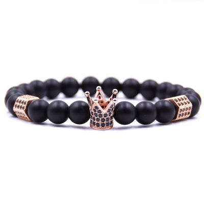 Natural Stone Micro Crown Inlaid Copper Bracelet White Zircon Bracelet Beads Bracelet Jewelry Trade Electricity Supplier Sourcing