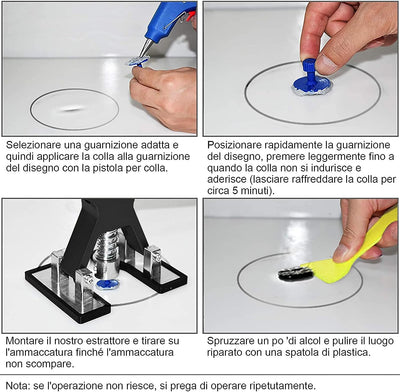 Tirabolli per Carrozzeria Set 19 Strumenti, per Riparazione Di Danni Alla Grandine E Rimozione Di Ammaccature Di Automobili, Kit Di Riparazione Delle Ammaccature Alla Carrozzeria（Nero）