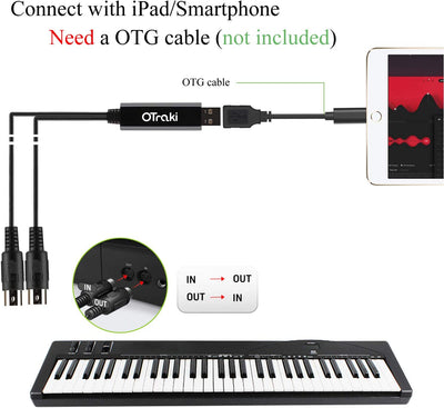 Cavo Midi USB Interfaccia Converter 5 PIN in Out Midi to USB Adapter Connettore Compatibile per Keyboard Tastiera Strumento a Telefono PC Laptop Music Studio (2M)