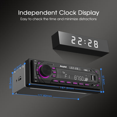 Autoradio Bluetooth 5.0 Vivavoce FM/AM,  Radio Stereo 1 DIN, Supporta Basso Profondo/Luce a 7 Colori/Chiamata a Mani Libere/Aux-In/Sd/U Disk, Telecomando, 60W X 4, Ricarica Rapida