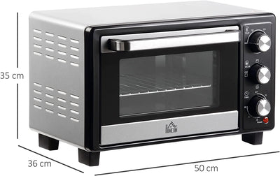 Fornetto Elettrico 16L Temperatura Regolabile E Timer, 3 Metodi Di Cottura E Accessori Inclusi, 1400W, 50X36X35Cm, Argento Nero