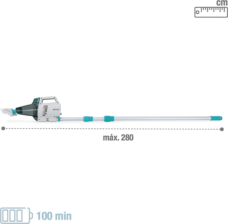 28628 - Aspirapolvere Vacuum Ricaricabile per Piscine E Spa, Con Asta 280 Cm E Due Teste Aspiratrici