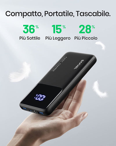 Power Bank, 10500Mah 22,5W PD3.0 QC4.0 Powerbank a Ricarica Rapida Display LED Caricatore Portatile Più Sottile Con Portacellulare & Torcia, per Iphone 12 Airpods Samsung S21 S20 Huawei ECC.